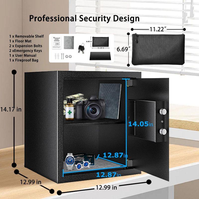 Bonsaii Safe Box with Bag, 1.28 Cubic Feet Capacity with Digital Keypad Lock, Removable Shelf for Documents, Money, Medicines, Valuables
