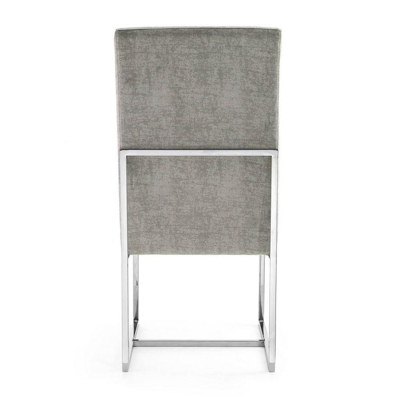 Element Velvet Dining Chair Steel - Manhattan Comfort: High-Back, Armless, Stainless Steel Base