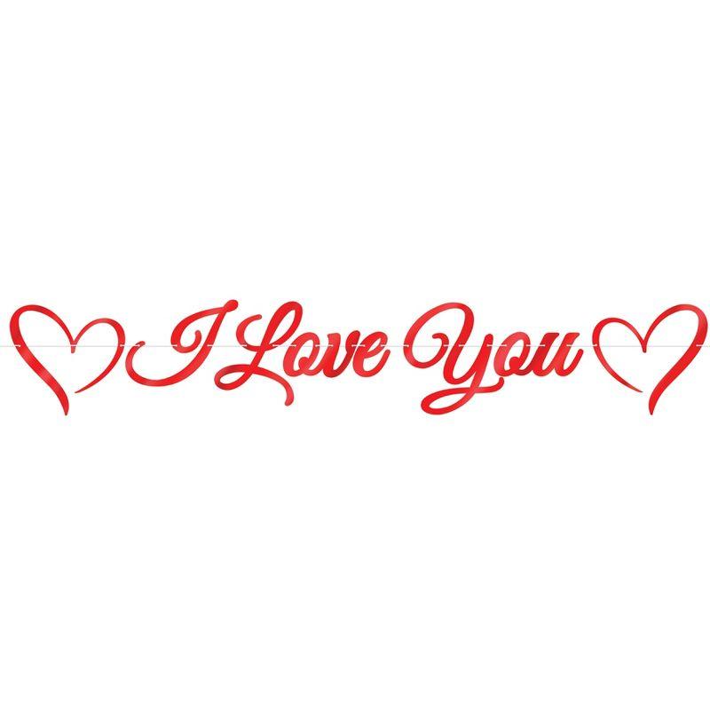 Beistle Foil I Love You Streamer, 11" x 6', (2/Pkg) Red