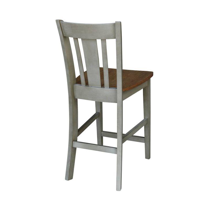 Distressed Hickory and Stone 24" Solid Wood Counter Stool