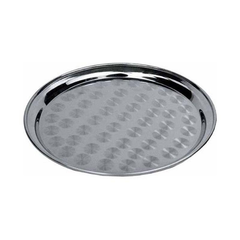 12-Inch Round Stainless Steel Swirl Pattern Serving Tray