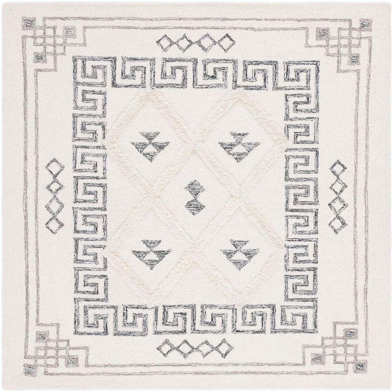 Casablanca CSB989 Hand Tufted Indoor Area Rug - Ivory/Black - 6'x6' - Safavieh