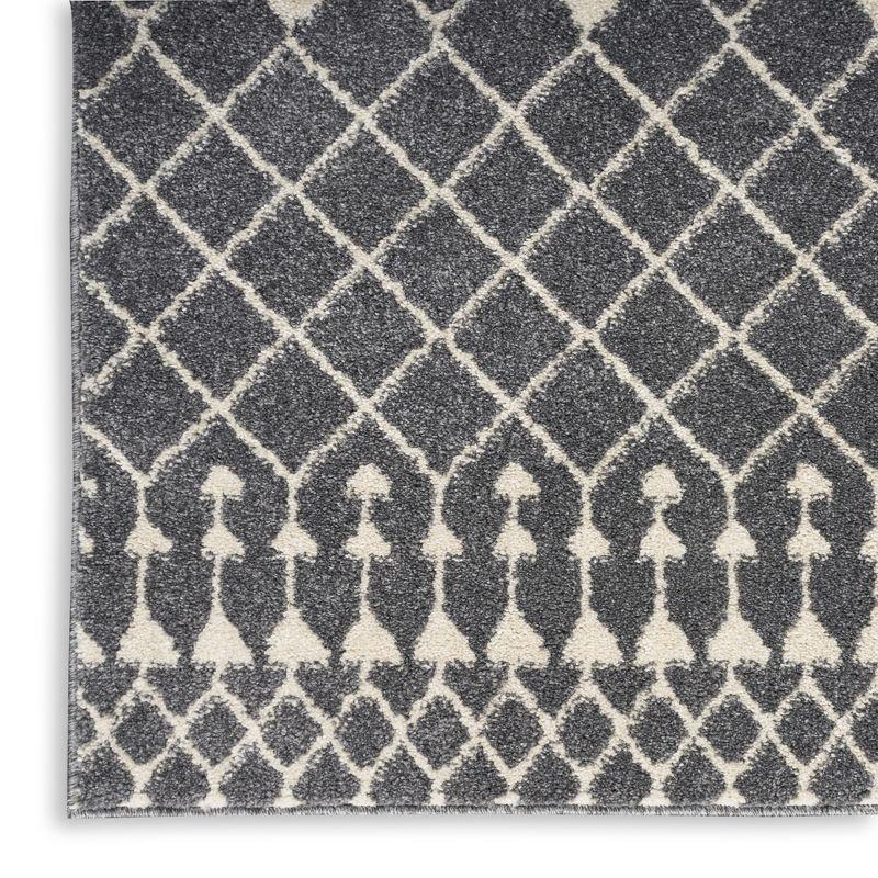 Moroccan Geometric Easy-Care Beige & Grey Synthetic Rug