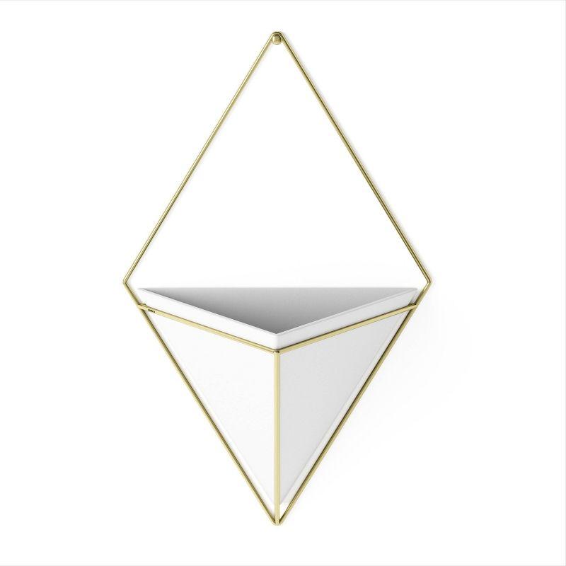 White and Brass Geometric Wall Planter Decor