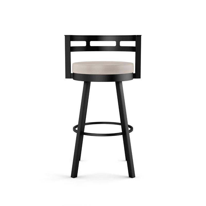 Amisco Render Upholstered Counter Height Barstool Cream/Black: Modern Metal Design, Integrated Armrests, Faux Leather
