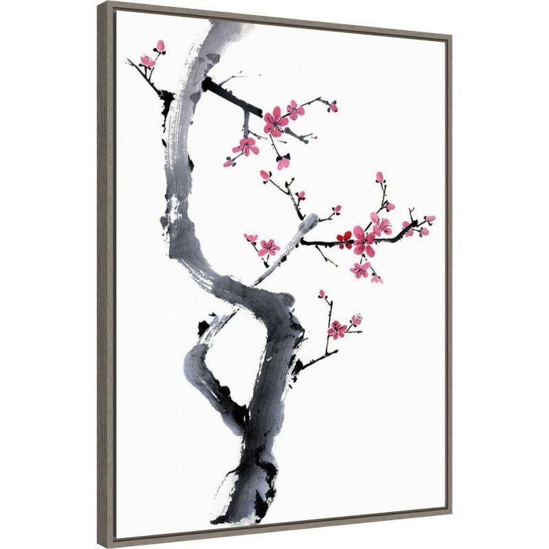 23" x 30" Plum Blossom Branch I by Rae Parker - Amanti Art: Modern Vertical Lithograph Canvas