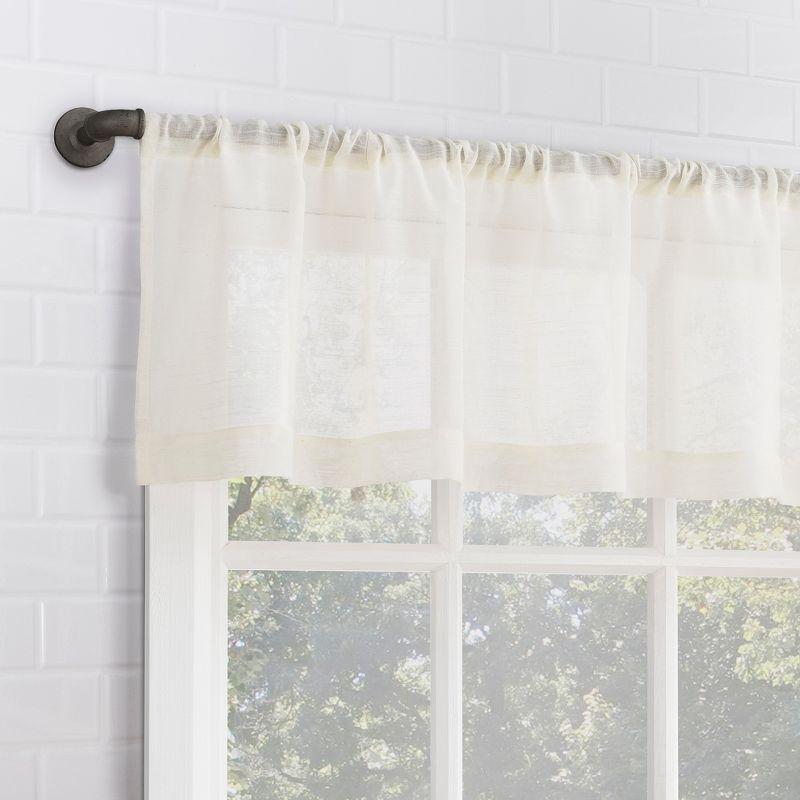 2pc Archaeo Light Filtering Slub Textured Linen Blend Cafe Curtain Panel Pair Ivory