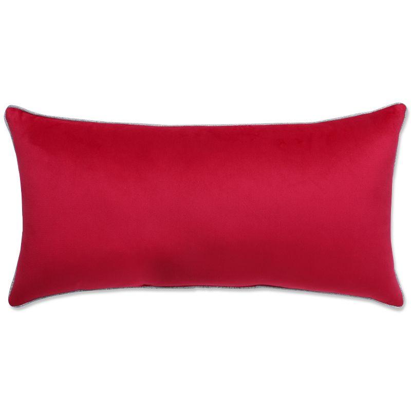 Merry Christmas Embroidered Red Velvet Lumbar Throw Pillow