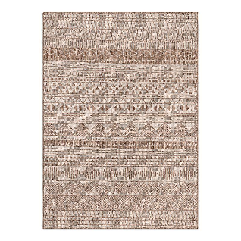 Brown Geometric Flat Woven Reversible 8' x 10' Indoor/Outdoor Rug