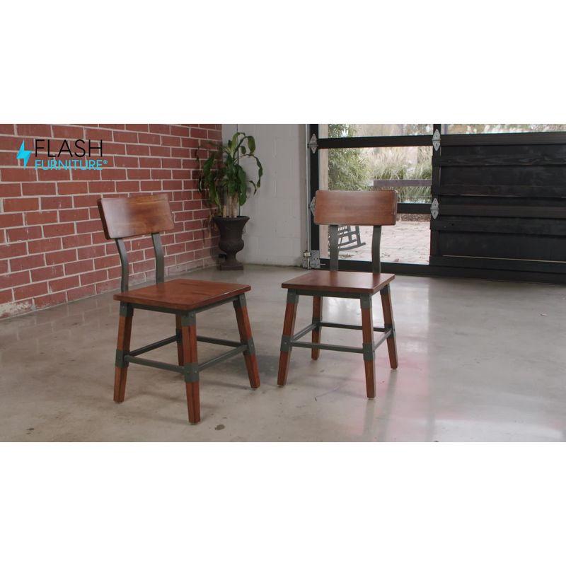 Flash Furniture 2 Pack Rustic Antique Walnut Industrial Wood Dining Chair