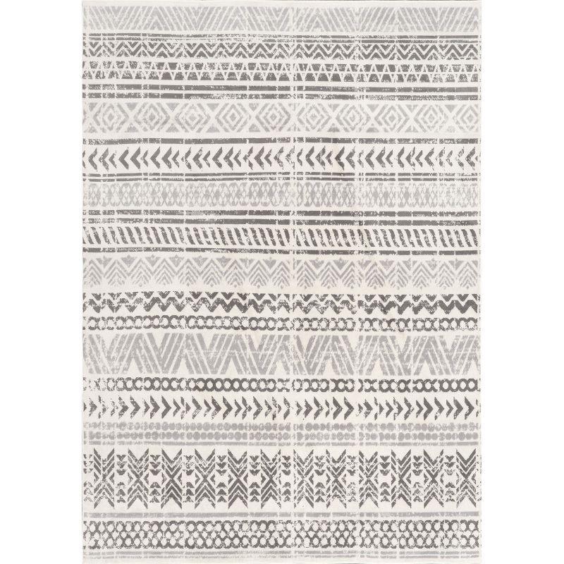 Nuloom Chloe Geometric 5x8 Indoor Area Rug for Living Room Bedroom Dining Room Kitchen, Light Grey/Ivory