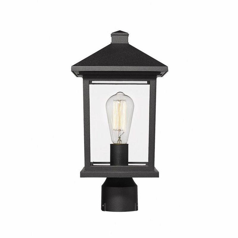 Portland 16" Classic Black Outdoor Post Mount with Clear Glass