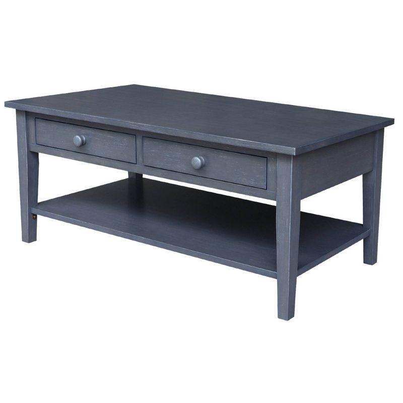 Spencer Antique Washed Heather Gray Wood Coffee Table with Storage