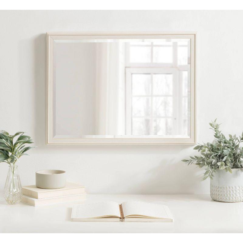 18" x 24" White Rectangular Wall Mirror with Stepped Frame