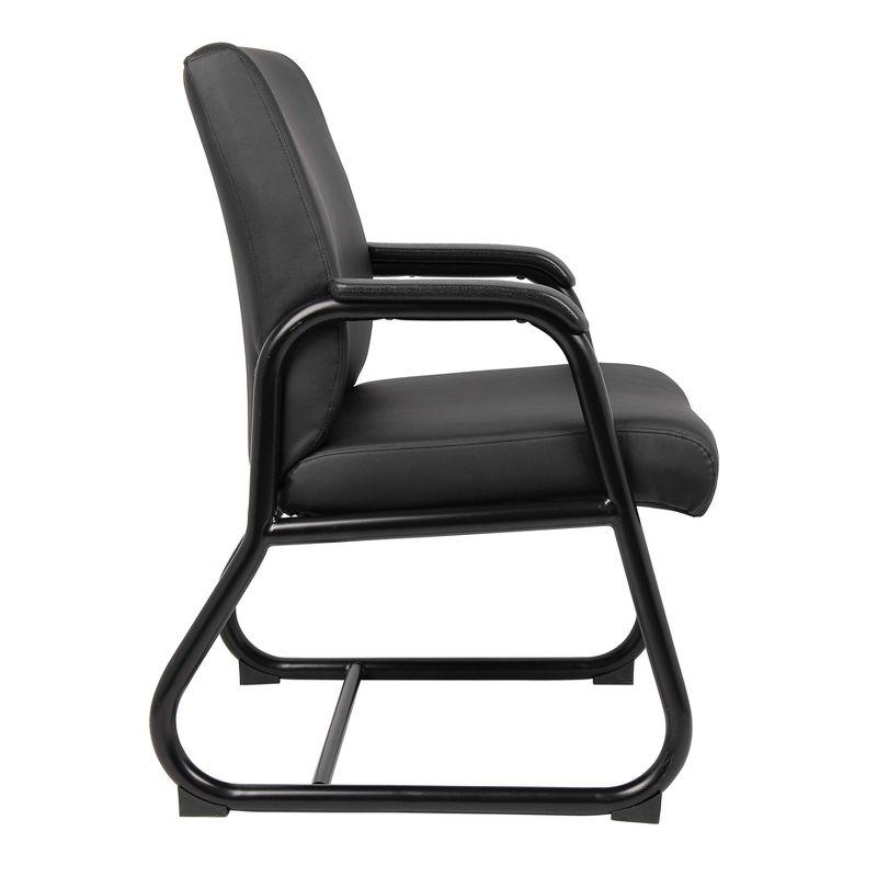 Boss Office Products Guest Chair Heavy Duty Black: Metal Frame, Fixed Arms, Padded, Sled Base, 350 lb Capacity