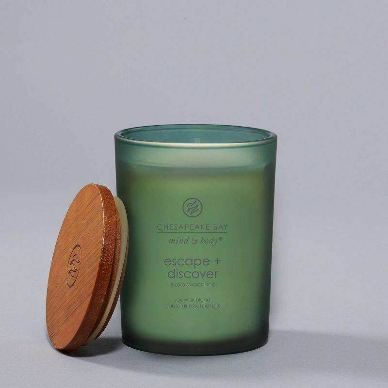 Frosted Glass Escape + Discover Lidded Jar Candle Green 8.8oz - Mind & Body by Chesapeake Bay Candle: Soy Wax, Essential Oils, 44hr Burn