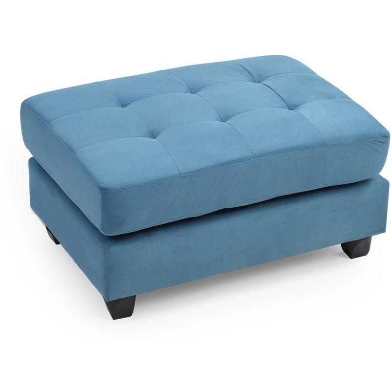 Malone Aqua Tufted Ottoman with Wood Frame