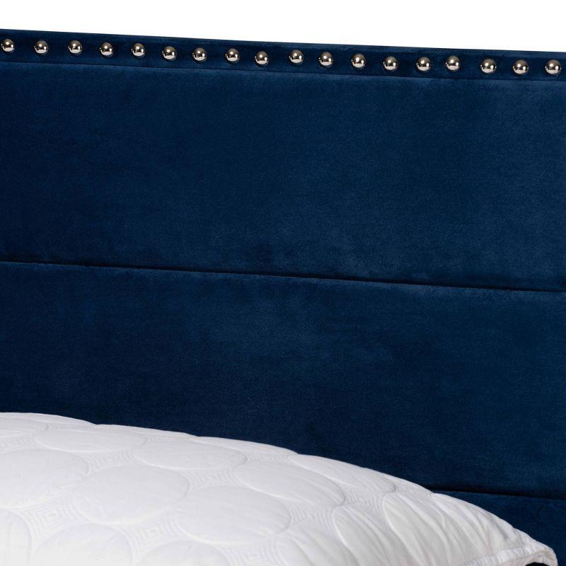 Tamira Queen Navy Velvet Upholstered Bed with Tufted Headboard