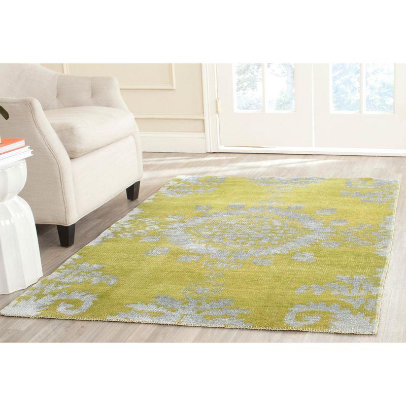 Stone Wash STW235 Hand Knotted Indoor Area Rug - Chartreuse - 4'x6' - Safavieh