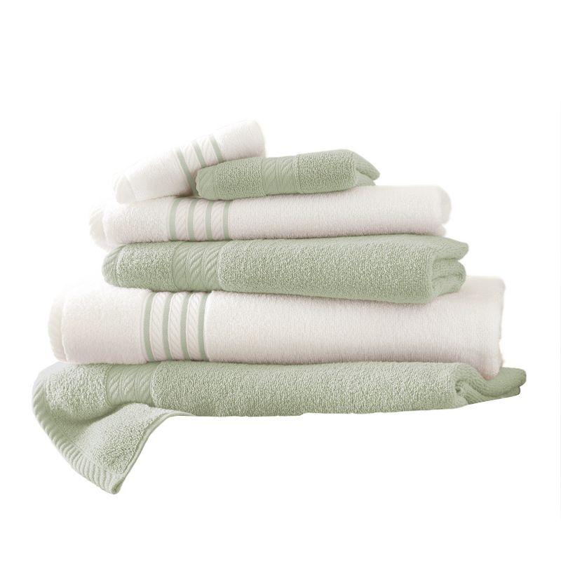 Soft Jade and White Egyptian Cotton 6-Piece Towel Set