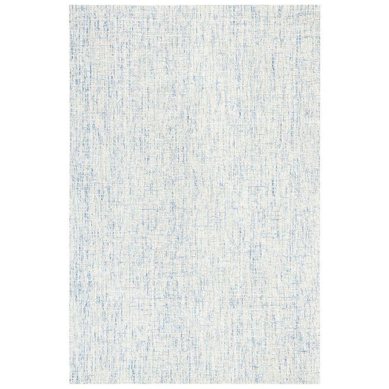 Ivory and Blue Handmade Wool Abstract Tufted Area Rug 3' x 5'