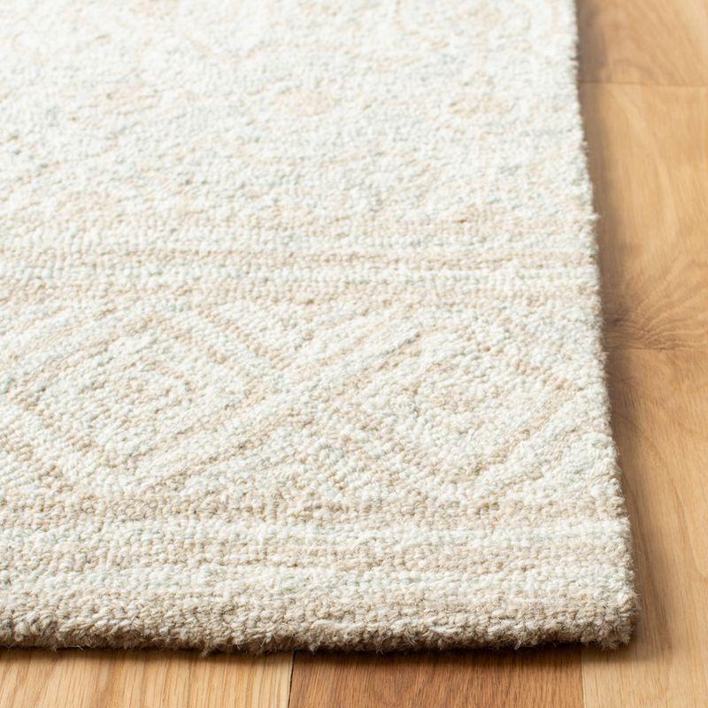 Ivory Hand-Tufted Wool Square Area Rug