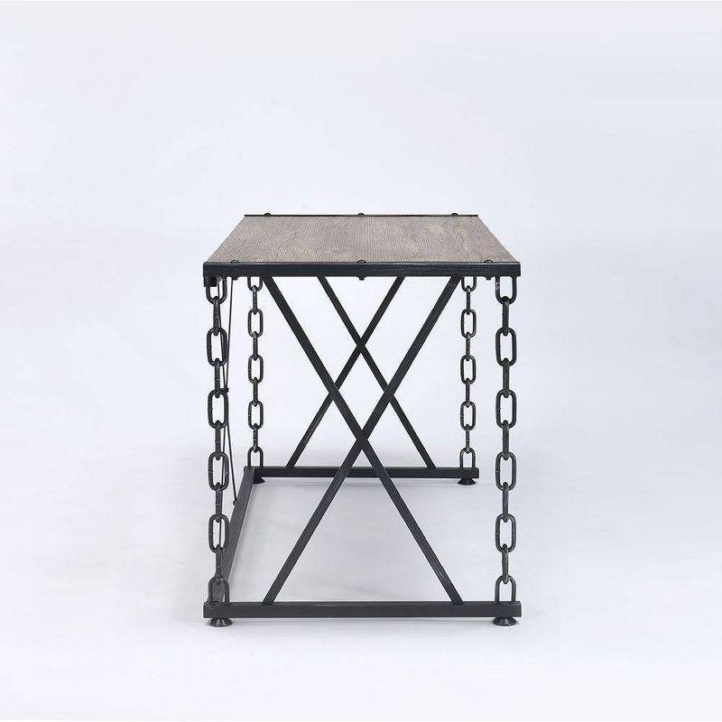 Acme Furniture 48" Jodie Console Table Rustic Oak and Antique Black Finish: Melamine Veneer, Metal Frame, Spot Clean