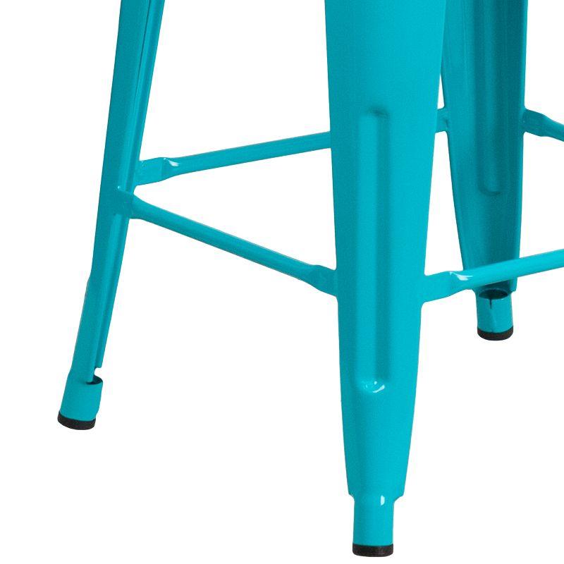 Crystal Teal-Blue 24" Stackable Metal Indoor-Outdoor Counter Stool