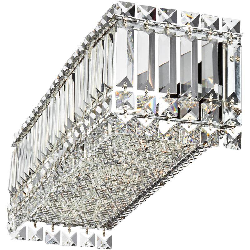 Possini Euro Design Crystal Columns Modern Wall Light Chrome 23" Light Bar Fixture for Bedroom Bathroom Vanity Reading Living Room Hallway House Home