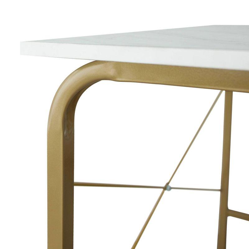 40" Home Office Computer Desk with Metal Base Marble/Brass - Teamson Home: Veneer Top, No Storage, Assembly Required