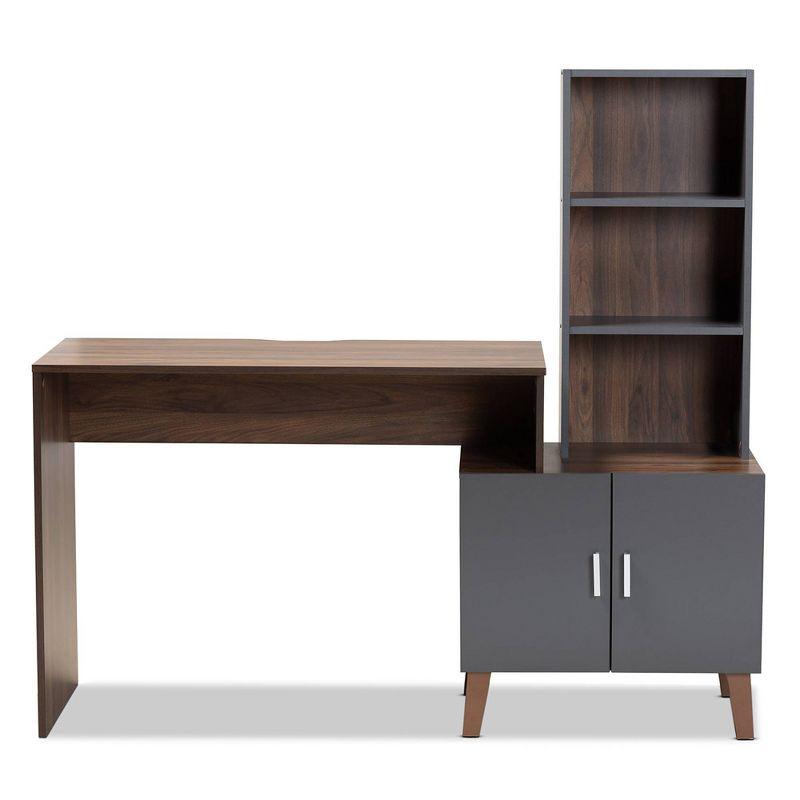 Contemporary Jaeger Two-Tone Walnut and Grey Wood Desk with Storage