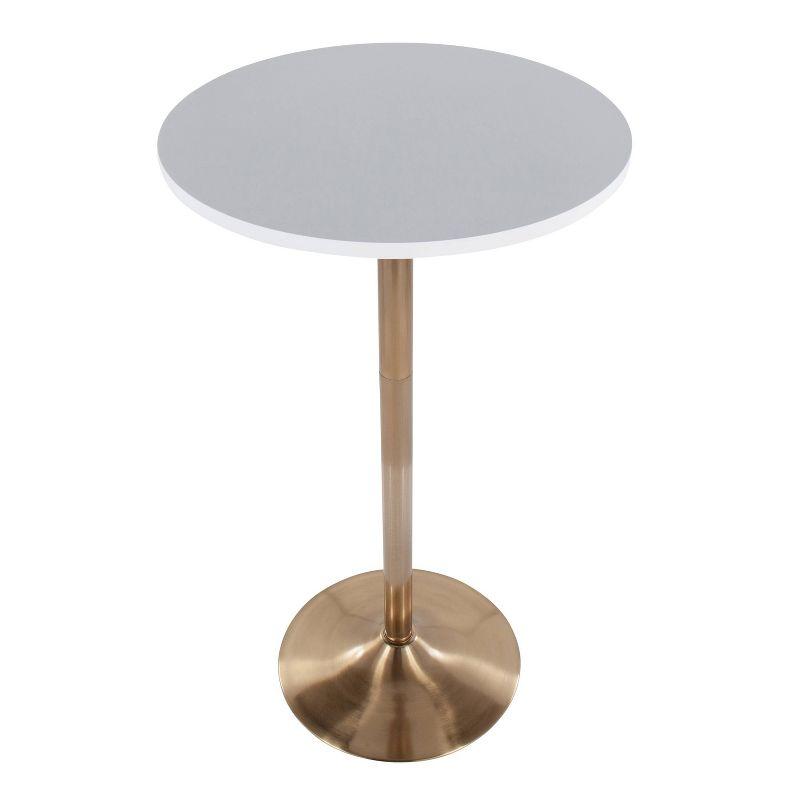Pebble 24" Bar Height Table Gold/Whites - LumiSource: Modern Round Pedestal, MDF Top, Metal Frame, Seats 2