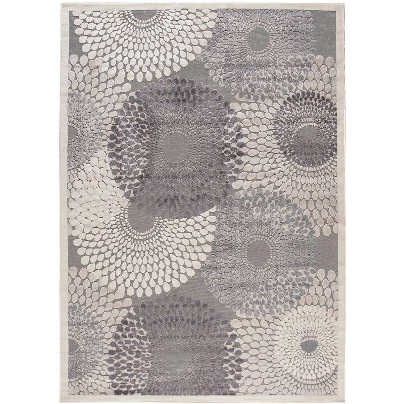 XXL Gray Synthetic Stain-Resistant Traditional Rug