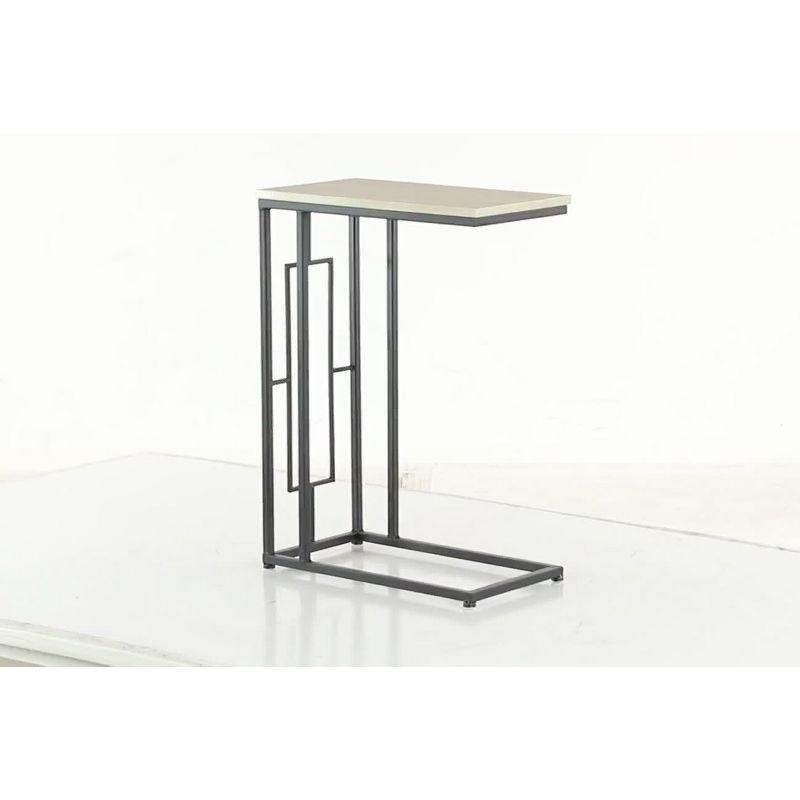Olivia & May Contemporary Iron and Wood Accent Table Black: Sofa Side C-Table, Narrow Tray End Table