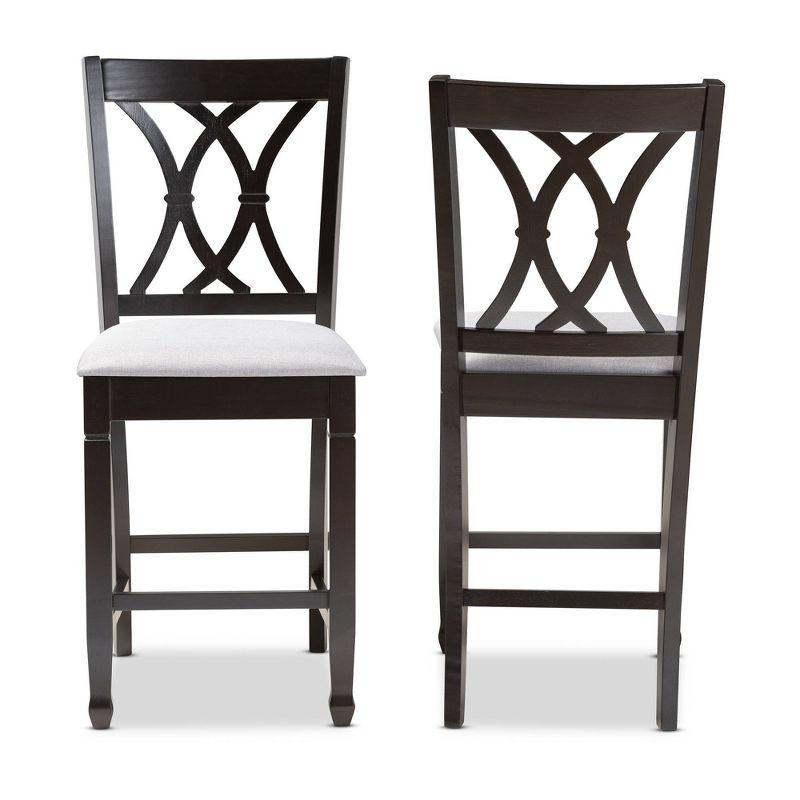 Set of 2 Reneau Finished Wood Counter Height Barstools - Baxton Studio: Upholstered, Rubberwood Frame