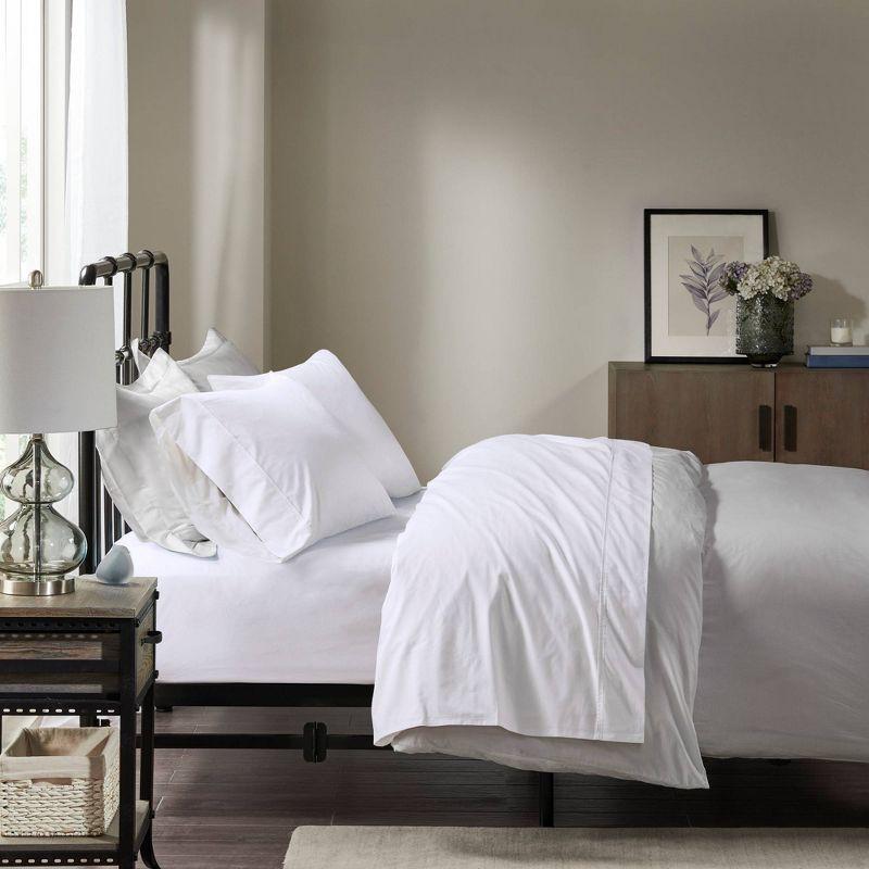 Luxurious Full/Double White Cotton Percale Sheet Set