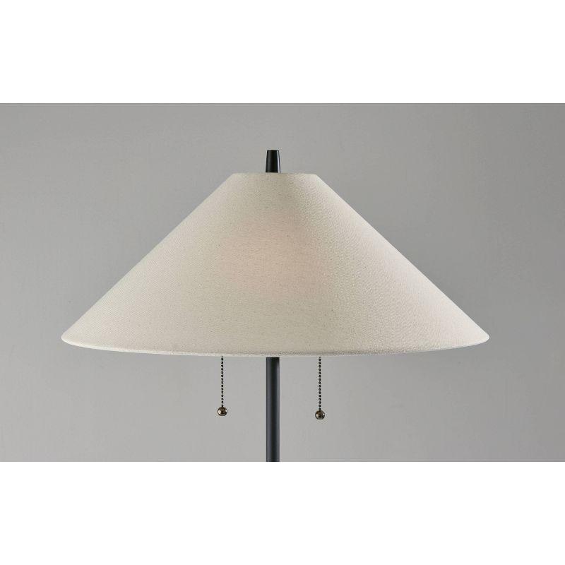 Palmer Floor Lamp Black/Natural - Adesso: Contemporary Standing Lamp with Pull Chain, ETL Listed