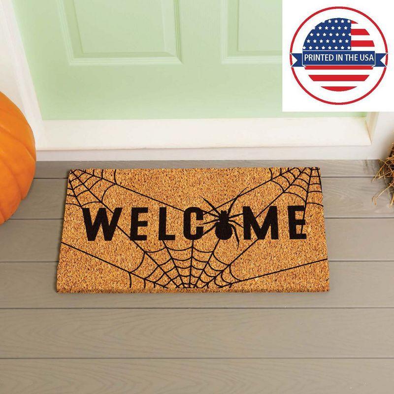 Evergreen 16 x 28 Inches Welcome Door Mat | Non-Slip Rubber Backing | Dirt catching Natural Coir | Indoor and Outdoor Home Decor