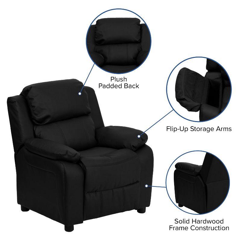 Cozy Kid's Black Microfiber Recliner with Cup Holder and Storage