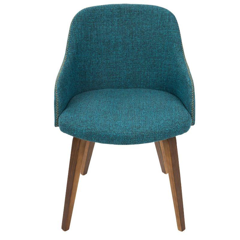 Teal Upholstered Scandinavian Arm Chair with Wood Frame