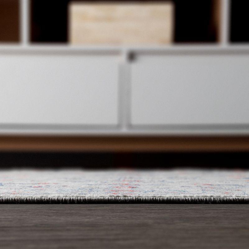 5'x5' Modern Persian Vintage Medallion Area Rug, Light Grey/Red - JONATHAN Y