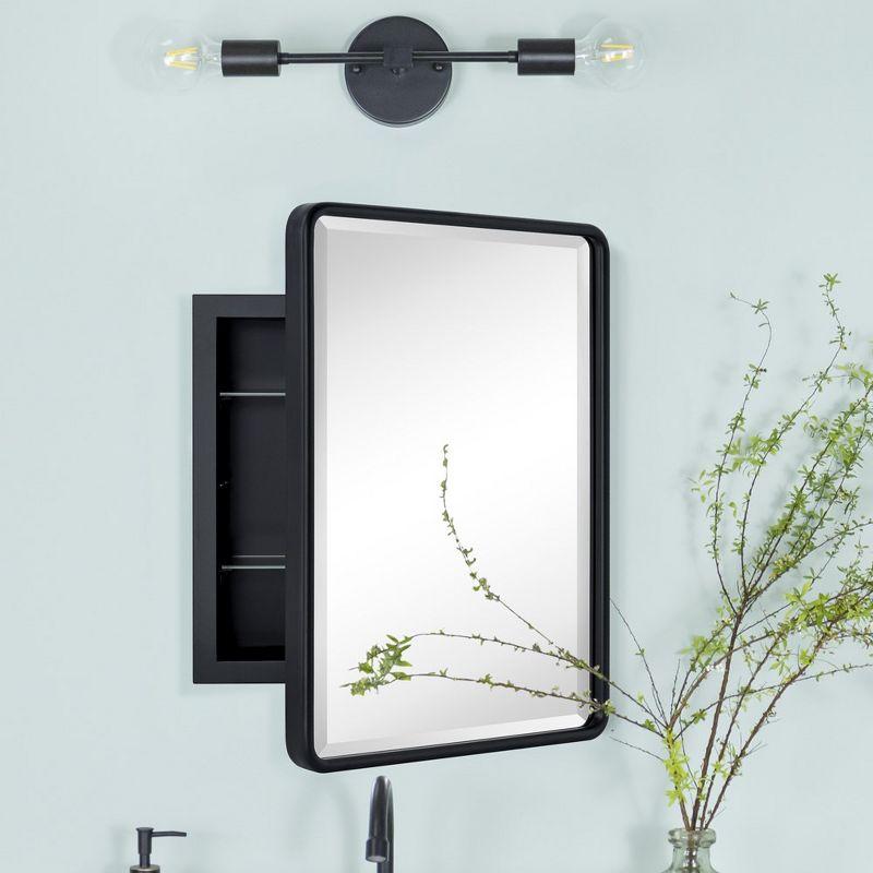 TEHOME Farmhouse Recessed Metal Rectangular Bathroom Medicine Cabinets with Mirror