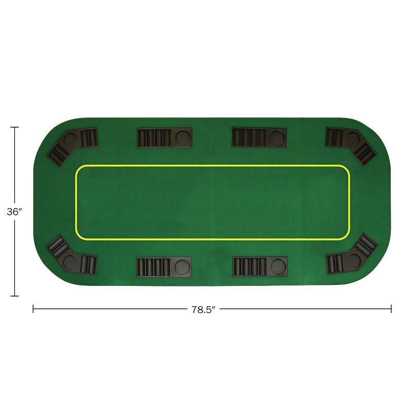 Green Oval 8-Player Folding Poker Table Topper with Chip Trays