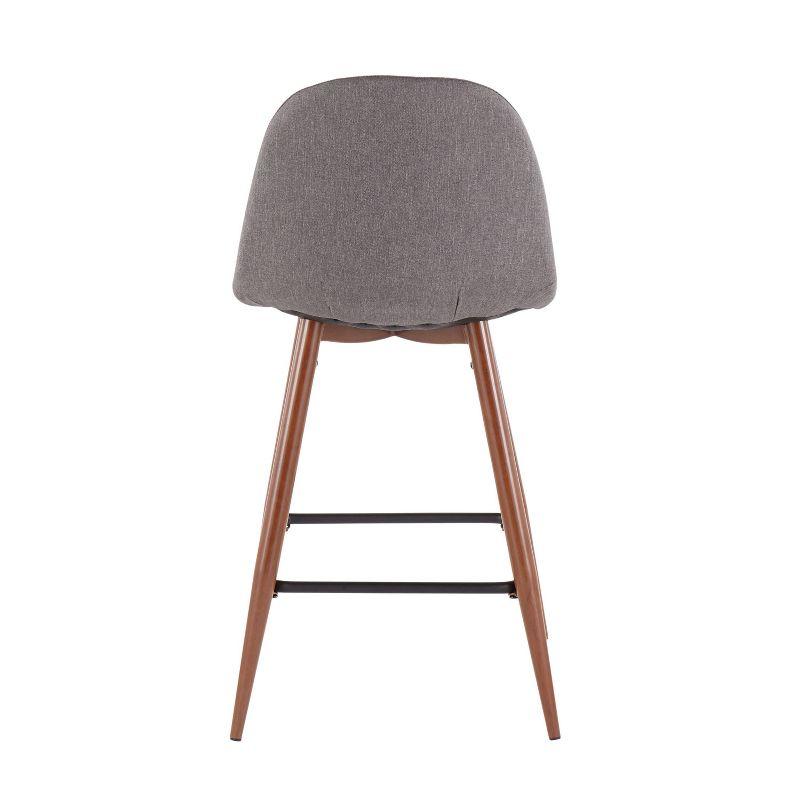 Set of 2 Pebble Mid-Century Modern Counter Height Barstools Walnut/Charcoal - LumiSource: Upholstered, Metal Legs, 250lb Capacity