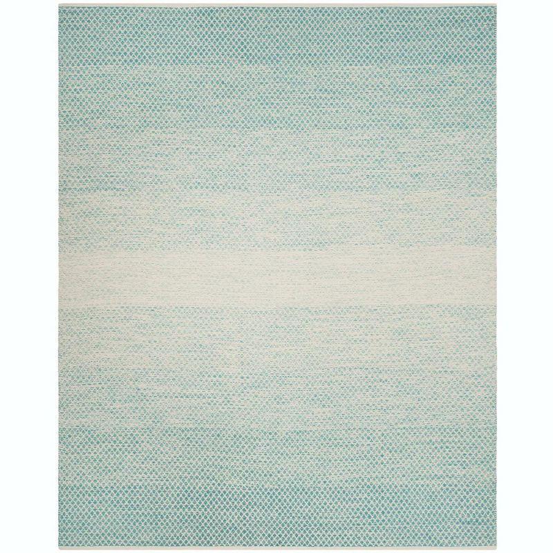 Coastal Breeze Turquoise & Ivory Cotton 8' x 10' Hand-Woven Rug