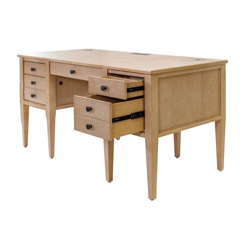 Martin Furniture Modern Wood Half Pedestal Desk Laurel Collection Light Brown: Executive Workstation with All-Purpose Drawer