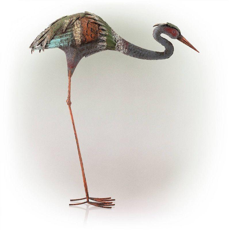 30" Metal Crane Statue - Alpine Corporation: Durable, Rust-Resistant Garden Decor