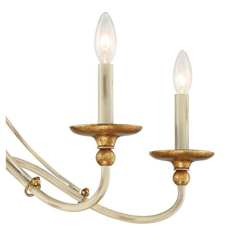 Westchester County 28" Farmhouse White and Gold Leaf 5-Light Chandelier