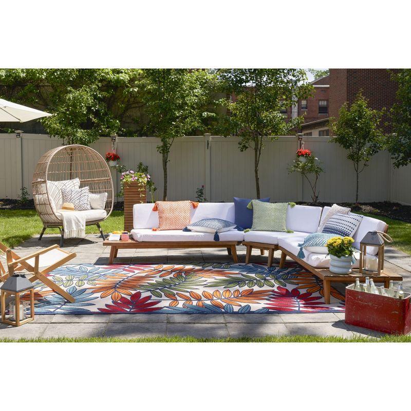 Nourison Aloha Floral Leaf Flatweave High-Low Indoor Outdoor Area Rug Multicolor 6' x 9'