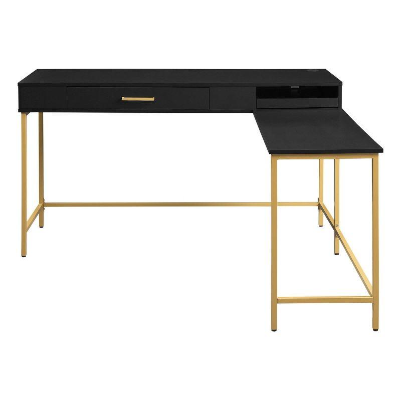 Modern Life L Shaped Desk Black - OSP Home Furnishings: Home Office Furniture with Storage Drawer & Power Tray